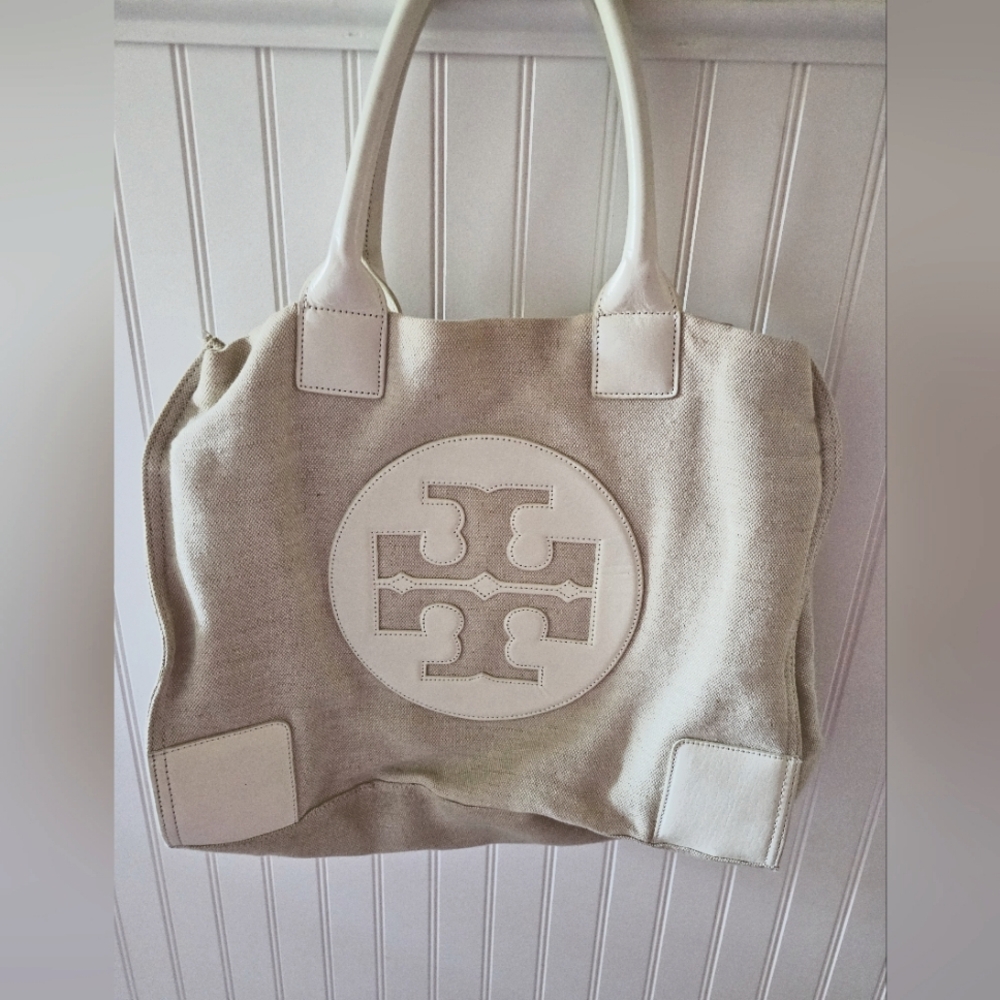 Tory Burch Cream Ella Tote Bag